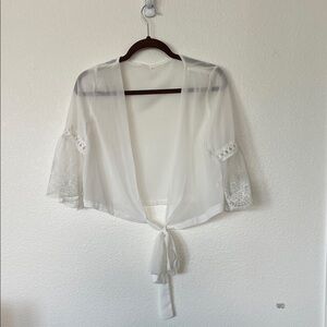 Bridal Sheer White Tie-Front Top